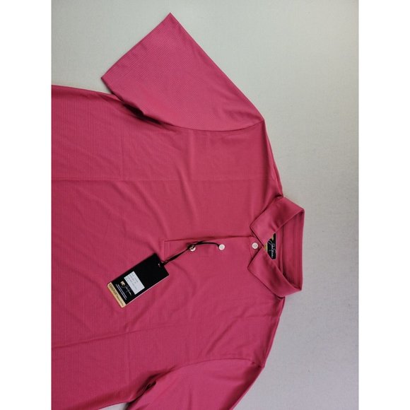 NEW Jack Nicklaus Cool Plus Men M Coral Pink Performance Golf Polo Wicking UPF - Picture 4 of 11